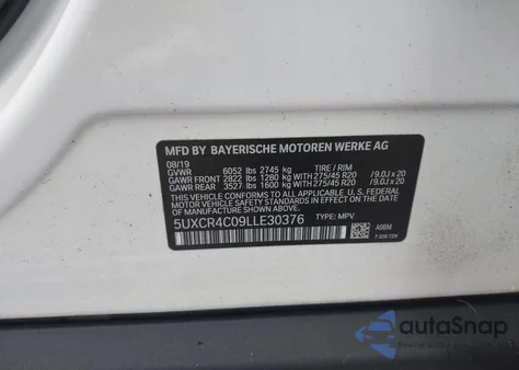 2020 BMW X5 Sdrive40I z USA, uszkodzony, nr VIN 5UXCR4C09LLE30376